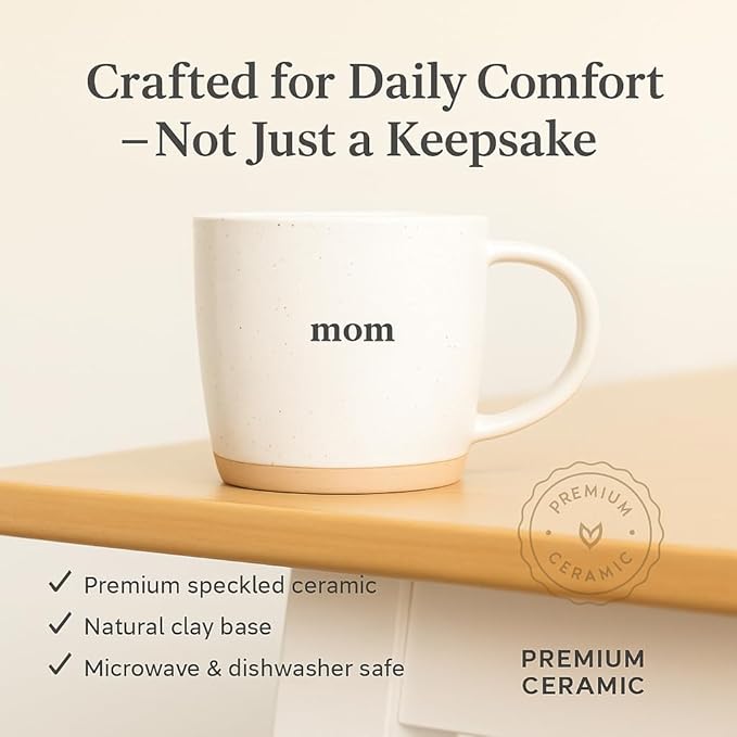 UnBoxMe Mom Coffee Mug, 12 oz Speckled Ceramic Heart Mug, Dishwasher & Microwave Safe, Gift for Mom or Grandma