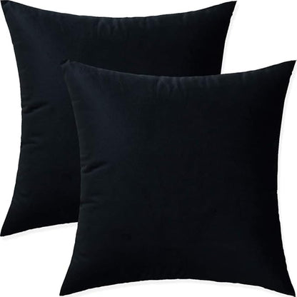 Artaimee Black Velvet Throw Pillow Covers 18x18 Inch, Pack of 2 – Soft Decorative Cushion Cases for Sofa, Couch, Bed & Living Room Décor, Double-Sided Plush Square Pillowcases 45x45 cm