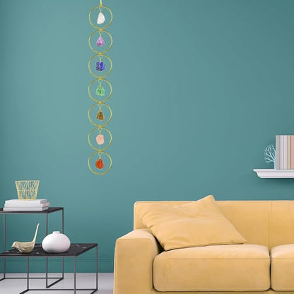 Anjiucc Handmade Natural Gemstone Crystal Hanging Ornaments 7 Chakra Feng Shui Ornaments for Home Decoration Window Decor（A-Style 9）