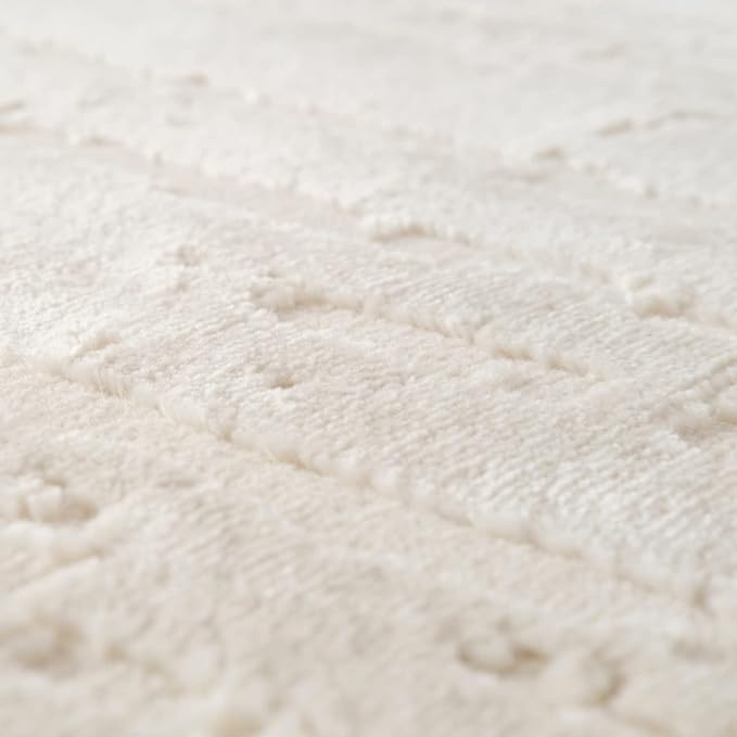 Revival Rugs Ebb 5'3"x8' Washable Area Rug for Living Room Bedroom - 100% Recycled Oeko-TEX Certified, Medium Pile, Beige, Cream