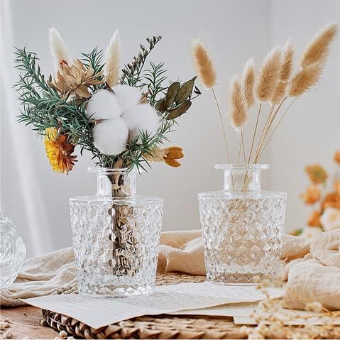 Bud Vases in Bulk - Small Glass Vase Set of 10 Different Shape Vintage, Mini Vases Clear for Flowers, Table, Wedding, Centerpieces, Home Decor