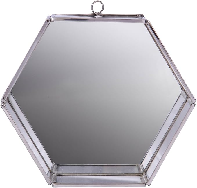 HomeRoots 8" Silver Hexagon Steel Framed Accent Mirror