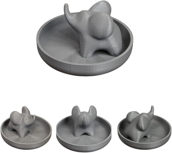 Marble Pattern Baby Elephant Ring Tray | 3D Printed Resin Desk Organizer & Jewelry Dish | Cute Home Decor for Women, Unique Gift for Her, Christmas, Birthday (Gray elephant)