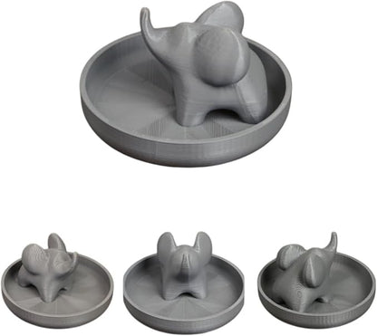 Marble Pattern Baby Elephant Ring Tray | 3D Printed Resin Desk Organizer & Jewelry Dish | Cute Home Decor for Women, Unique Gift for Her, Christmas, Birthday (Gray elephant)