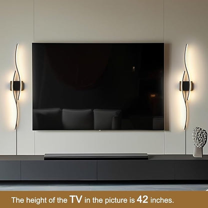 Modern Plug in Wall Sconces Set of Two, RC Dimmable LED Plug in Wall Light, Black Sconce Wall Lighting for Living Room, Hallway, Bedroom
