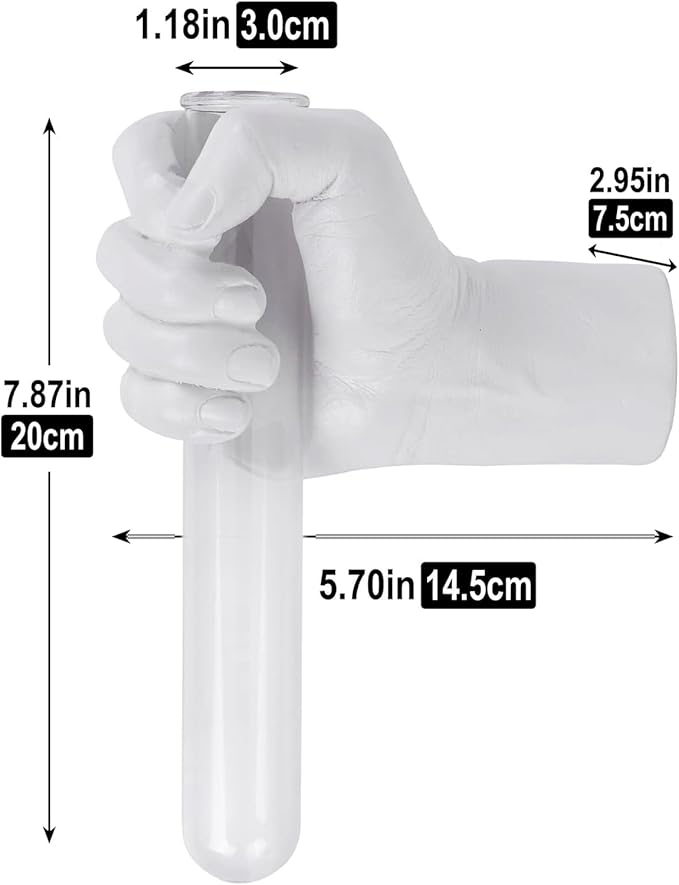 Unique Wall Sculptures, Hand Vases Home Decor, Wall Mount Art Sculpture, Unique Wall Art Statue, Funky Flower Vase Decorations, Modern Eclectic Hanging Decor,Glass Test Tube Vase (White)
