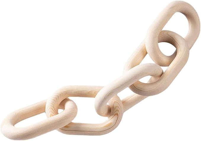 Beavorty Wooden Chain Link Hanging Ornament Small Vintage Wall Hanging Decor Rustic Handmade Home Pendant for Bedroom Living Room Farmhouse Accent