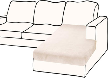 Couch Cover 1 Piece Chaise Lounge Cover Velvet Sectional Couch Cushion Covers Separate L Shape Sofa Slipcovers Furniture Protector for Dogs Pets (Chaise or Sofa 3-Seater, Beige)