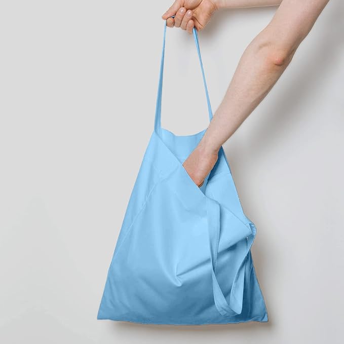 NPBAG 25 Pack 15'' X 16'' Baby Blue Cotton Tote Bags, Blank Bulk Cloth bags with 1pc of PTFE Teflon Sheet