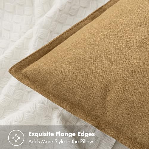 MIULEE Neutral Gold/Brown Linen Pillow Covers Pack of 4 Decorative Natural Throw Pillow Covers Soft Accent Boho Farmhouse Couch Pillowcases Modern Spring Decors for Living Room Bed Sofa 24x24 Inch