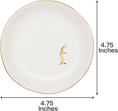 COLLECTIVE HOME - Ceramic Jewelry Tray, Decorative Trinket Dish for Rings Earrings Necklaces Bracelet Watch Keys, Birthday Mother's Day Christmas Gift for Women, 4.75", White Surface (F)