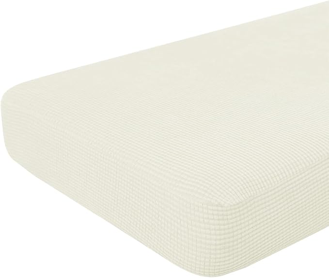 Hokway Stretch Couch Cushion Replacement Slipcovers Reversible Cushion Slipcovers Sofa Cushion Covers(Creamwhite, Large)