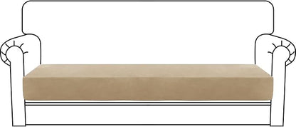MAXIJIN Velvet Stretch Couch Cushion Covers Soft Sofa Cushion Cover Replacement Sofa Seat Cushion Slipcovers Furniture Protector with Elastic Bottom (1 Piece Sofa Cushion Cover, Camel)