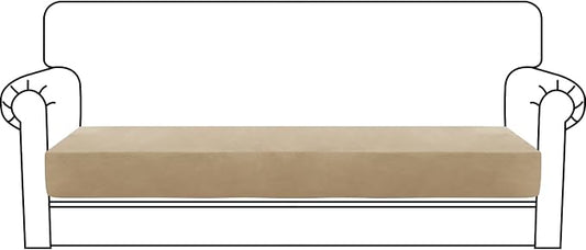 MAXIJIN Velvet Stretch Couch Cushion Covers Soft Sofa Cushion Cover Replacement Sofa Seat Cushion Slipcovers Furniture Protector with Elastic Bottom (1 Piece Sofa Cushion Cover, Camel)