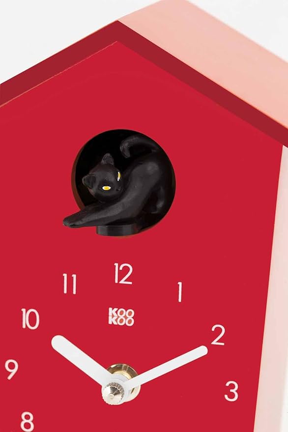 KOOKOO AnimalHouse red, Small Cuckoo Clock with 5 Farm Animals Sounds (Natural Field Recordings)