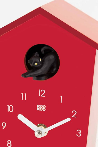KOOKOO AnimalHouse red, Small Cuckoo Clock with 5 Farm Animals Sounds (Natural Field Recordings)