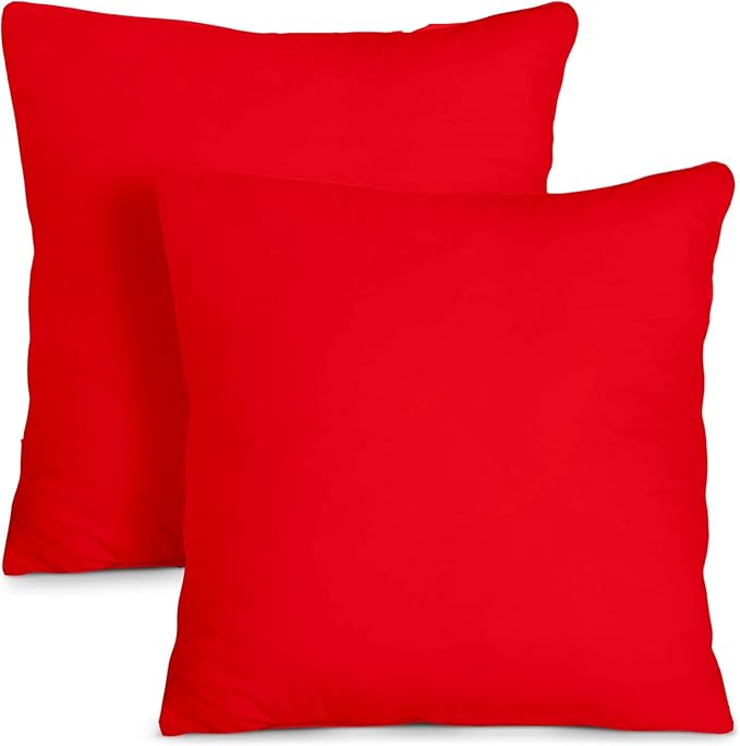 Upgrade Your Bedding Experience with The Made of 100% Cotton Euro Shams 2 Pack Cushion Cover 32"x 32" Size fits Decorative Cover. Envelope Closure Red
