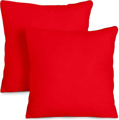 Upgrade Your Bedding Experience with The Made of 100% Cotton Euro Shams 2 Pack Cushion Cover 32"x 32" Size fits Decorative Cover. Envelope Closure Red