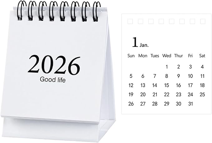 2026 Mini Desk Calendar Simple Style New Year Monthly Standing Calendar 3.9" x 3" - White (Jan. 2026 to Jul. 2027)