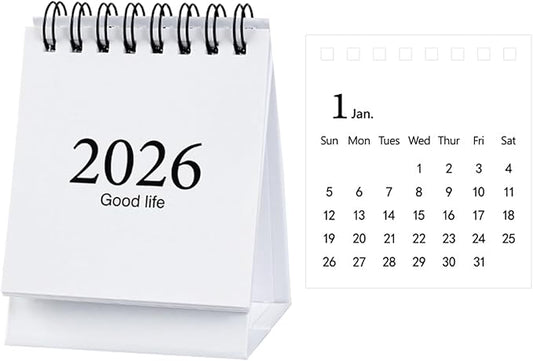 2026 Mini Desk Calendar Simple Style New Year Monthly Standing Calendar 3.9" x 3" - White (Jan. 2026 to Jul. 2027)