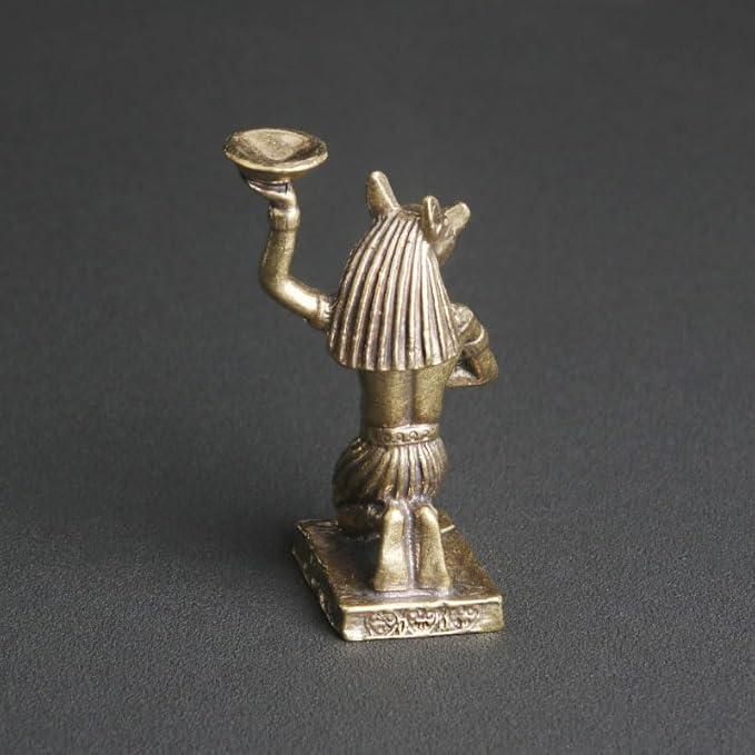 1Pcs Ancient Egyptian Anubis Statue Vintage Pure Brass Desktop Ornament with Sandalwood Candle Holder Creative Crafts for Home Decor