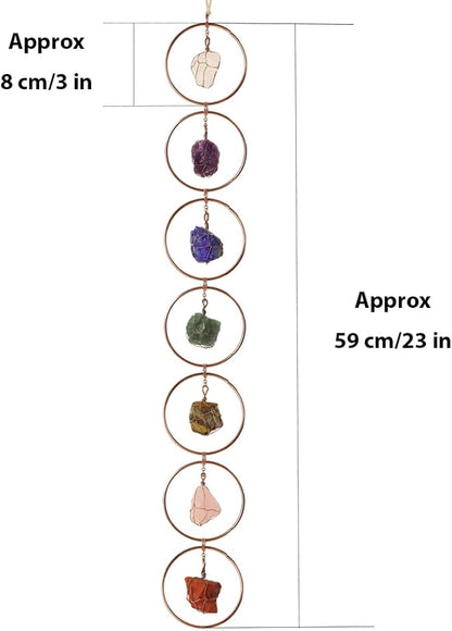 Anjiucc Handmade Natural Gemstone Crystal Hanging Ornaments 7 Chakra Feng Shui Ornaments for Home Decoration Window Decor（A-Style 8）