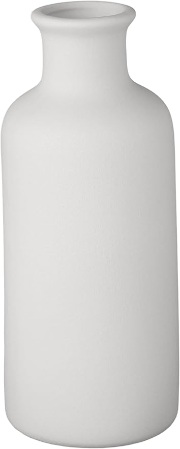 Ceramic Small Vase, Dry Flower Vases Minimalism Style for Modern Table Shelf Fit Fireplace Bedroom Kitchen Living Room Home Decor (White, Large)