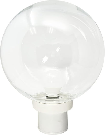KASTLITE Lamp Post Globe Combo Lighting Fixture | 10" Clear Acrylic Lens with White Fitter & Twist Lock Mounting | Fits 3" Diameter Posts (Not Included) | Comes with with 5000K LED Bulb