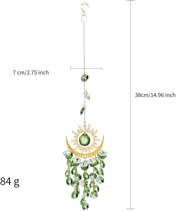 Crystal Celestial Sun Catchers Hanging Indoor Window Moon and Sun Prism Sunlight Suncatcher