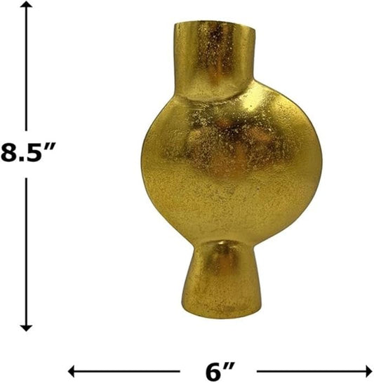 Pemberly Row 8.5" Decorative Handmade Aluminum Abstract Round Flower Vase - Gold