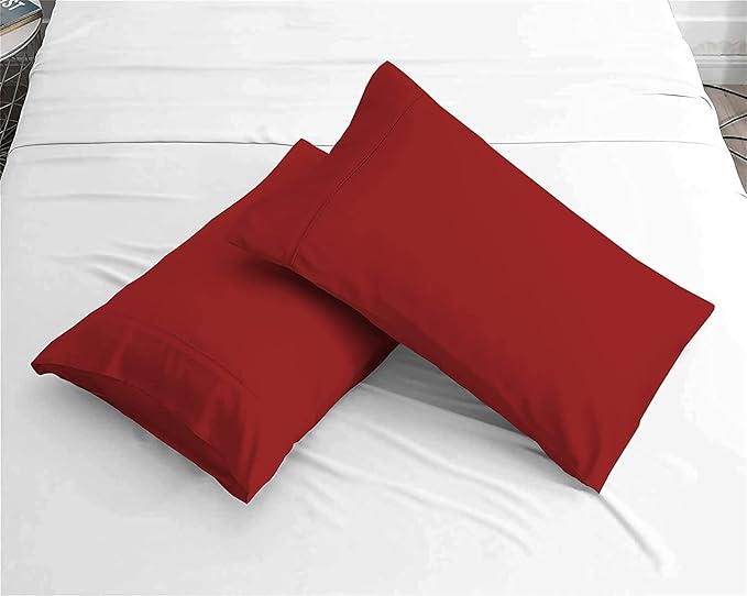 Upgrade Your Bedding Experience with The Made of 100% Cotton Pillow Cases 2 Pack Queen Pillowcases 20" x 30" Size fits Queen Pillows. Envelope Closure Burgundy