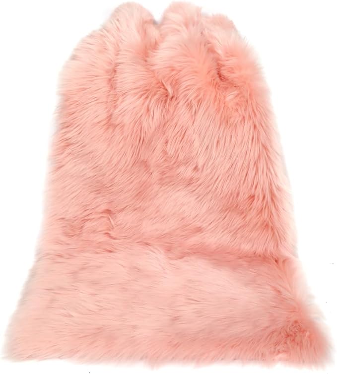 Fluffy Faux Fur Rug Pink Sheepskin Area Rug,3x5 Ft Ultra Soft Shaggy Plush Rug for Bedroom Bedside Living Room Nursery Kids Room