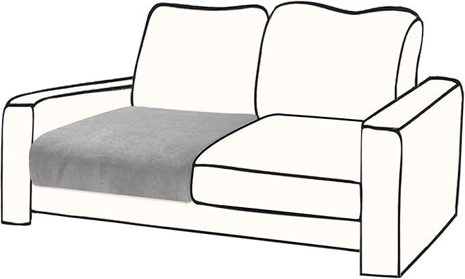 Couch Cushion Cover Velvet 1 Piece Seat Cushion Cover Stretch Armchair Cover Separate Sectional Sofa Slipcovers Furniture Protector (1-Seater or Sofa Backrest, Light Grey)