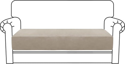 MAXIJIN Velvet Stretch Couch Cushion Covers Soft Loveseat Cushion Cover Replacement Sofa Seat Cushion Slipcovers RV Protector with Elastic Bottom (1 Piece Loveseat Cushion Cover, Khaki)