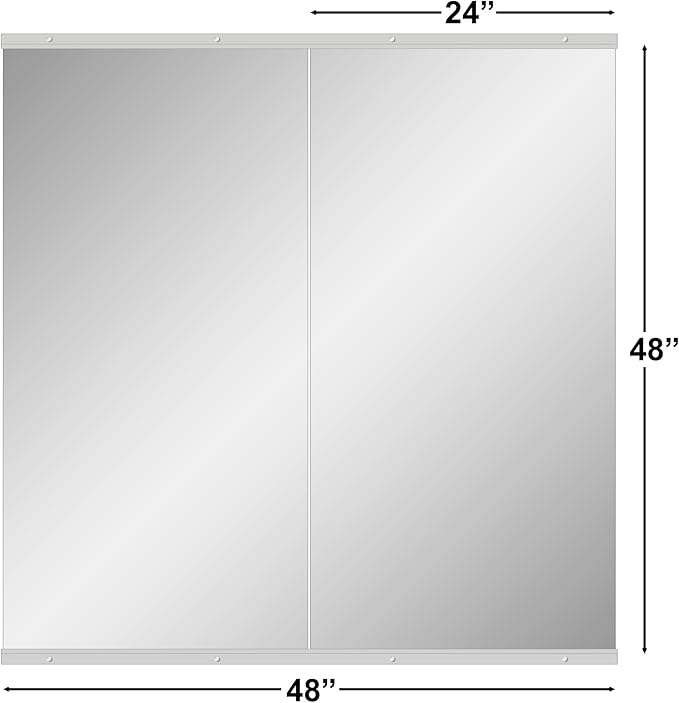Ruomeng Home Gym Mirror, 48''x24''x2PCS Full Length, Large Frameless Body Mirror Tempered Glass for Gym, Workout, Yoga, Garage, Dance Studio