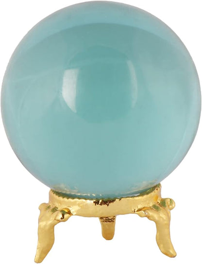 GEMHUB Natural Polished Healing Obsidian Crystal Chakra Stone Sphere Reiki Gemstone Ball for Decoration and Feng Shui (Aqua Obsidian)