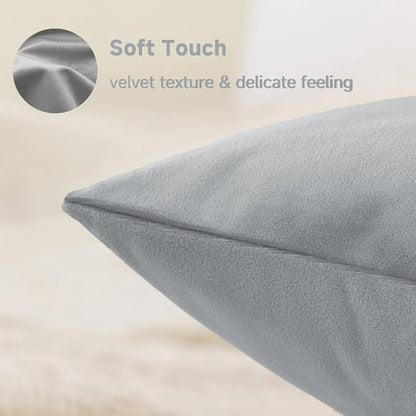 QUORGVES Light Grey Velvet Pillow Covers 20x20 Inch Set of 2, Soft Solid Decorative Square Throw Pillow Covers, Decor Cushion Covers for Bed Sofa Couch Bedroom Living Room - Light Gray