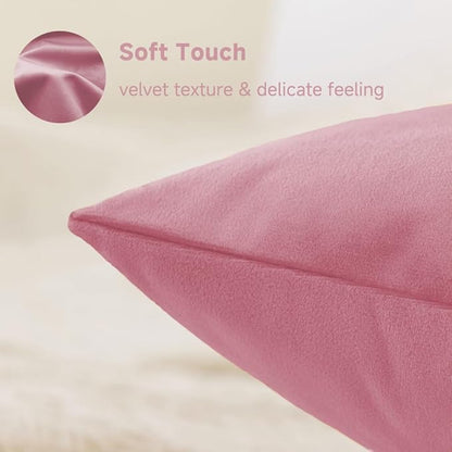 QUORGVES Pink Velvet Pillow Covers 20x20 Inch Set of 2, Soft Solid Decorative Square Throw Pillow Covers, Decor Cushion Covers for Bed Sofa Couch Bedroom Living Room