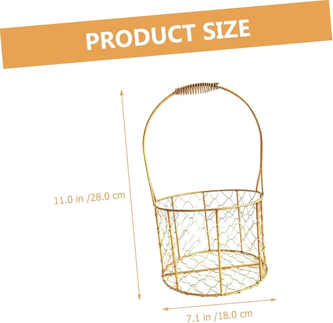 Gold Wire Flower Girl Basket Iron Wire Basket Wedding Storage Decorative
