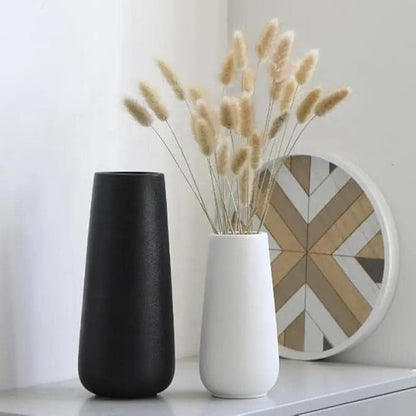 12 Inch Tall Premium Quality Ceramic Vase | Flower Vase for Home Decor | Farmhouse Decor, Desk Decor, Modern Decor, Aesthetic Room Decor, White Vase for Bohemian Decor, Pampas Vase, Black