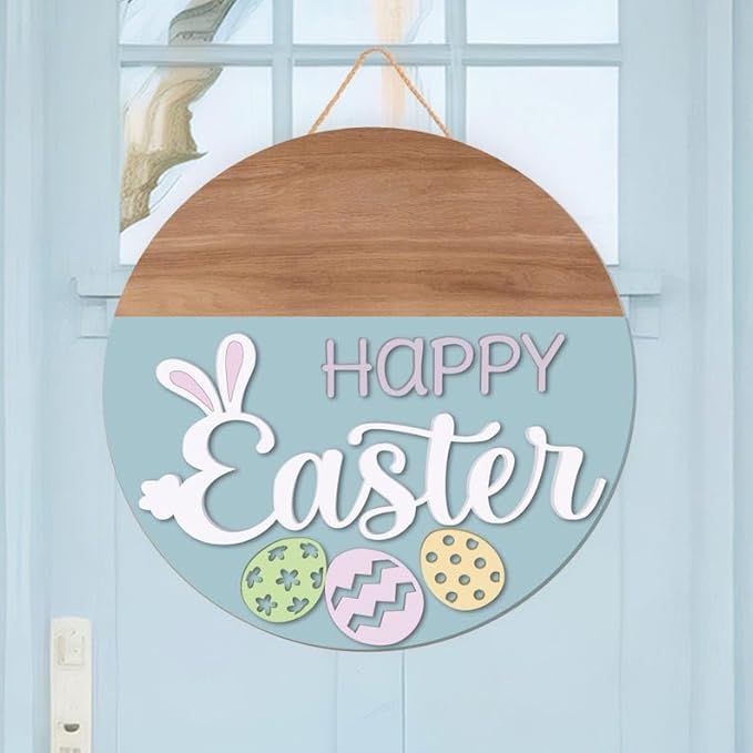 Happy Wooden Door Sign, Personalized Spring Entry Display, Rustic Home Wall Decoration, Charming Front Porch Accent, Festive Seasonal Gift For Families Or New House Celebrations Doorsign_281125_SR6_9