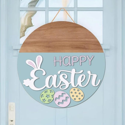 Happy Wooden Door Sign, Personalized Spring Entry Display, Rustic Home Wall Decoration, Charming Front Porch Accent, Festive Seasonal Gift For Families Or New House Celebrations Doorsign_281125_SR6_9