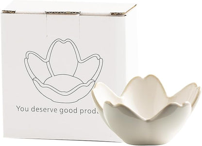 Ceramic Ring Holder Tray - Decorative Floral Trinket Bowl for Jewelry Storage & Vanity Decor(white)