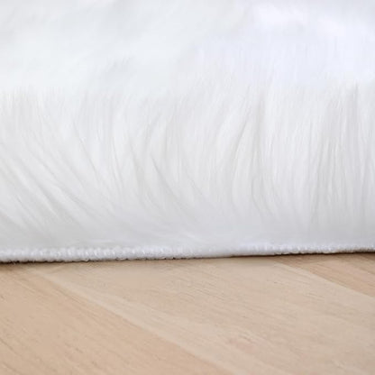 Fluffy Faux Fur Rug White Sheepskin Area Rug,3x5 Ft Ultra Soft Shaggy Plush Rug for Bedroom Bedside Living Room Nursery Kids Room