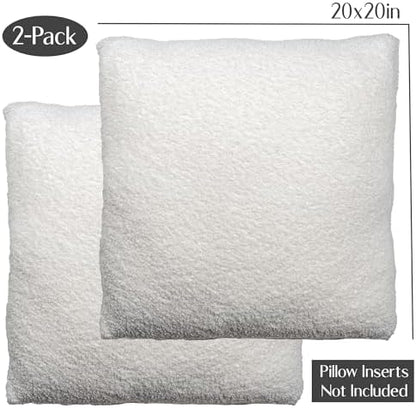 SAMIAH LUXE Cream Teddy Boucle Pillow Covers 20x20 2pcs for Home Living Room Decor, Sherpa Textured Decorative Throw Pillow Covers for Boho Decor, Square Throw Cushion Euro Shams for Modern Farmhouse