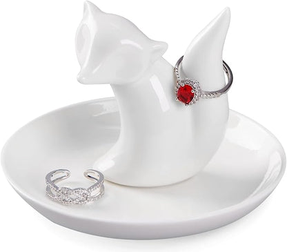 Fox Gifts Fox Ring Dish Jewelry Holder Ring Stand, Funny Gifts for Women Friend Mom Grandma Nana Aunt Birthday Mother's Day Christmas Valentines Gift, Fox Decor