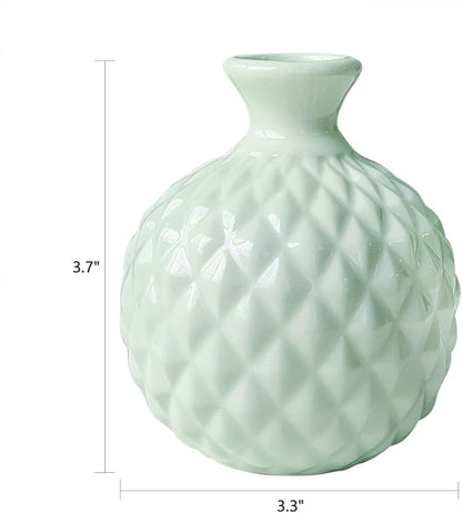 GeLive Ikebana Vase Flower Arrangement Bud Vase Hydroponics Macaron Colorful Ceramic Decorative Vase (Light Green)