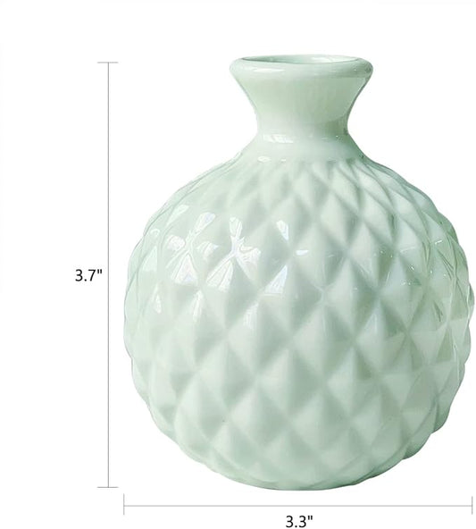GeLive Ikebana Vase Flower Arrangement Bud Vase Hydroponics Macaron Colorful Ceramic Decorative Vase (Light Green)