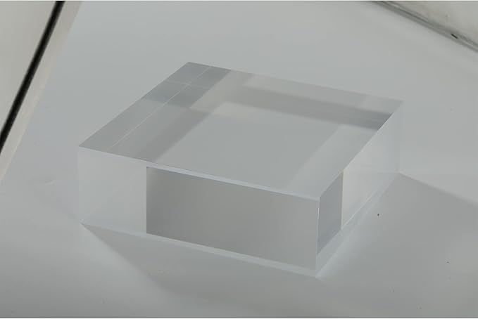 CiaoHER 2in Thickness Solid Acrylic Cube Display Block Clear Polished Pedestal Stand Riser Solid Base 2'' x 6" x 6", 1 Pack