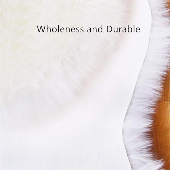 HUAHOO Genuine Sheepskin Rug - Four Pelt Fur Rugs for Living Room, Bedroom or Fireplace - Natural Sheep Skin, Shaggy(Ivory, 4' x 6' Four Pelt)